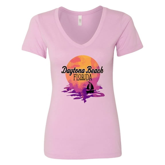 Inktastic Daytona Beach Florida Sunset Women's V-Neck T-Shirt