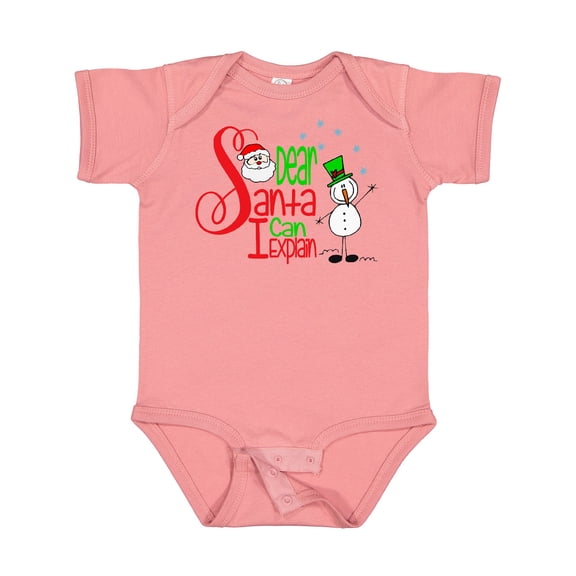 Inktastic Dear Santa I Can Explain Cute Snowman and Snowflakes Boys or Girls Baby Bodysuit