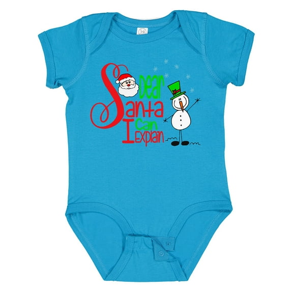 Inktastic Dear Santa I Can Explain Cute Snowman and Snowflakes Boys or Girls Baby Bodysuit