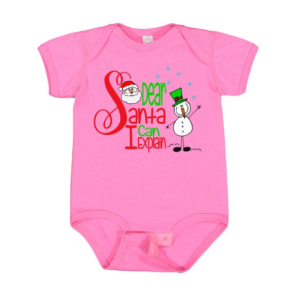Inktastic Dear Santa I Can Explain Cute Snowman and Snowflakes Boys or Girls Baby Bodysuit