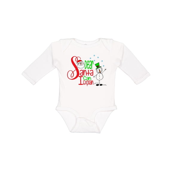 Inktastic Dear Santa I Can Explain Cute Snowman and Snowflakes Boys or Girls Long Sleeve Baby Bodysuit