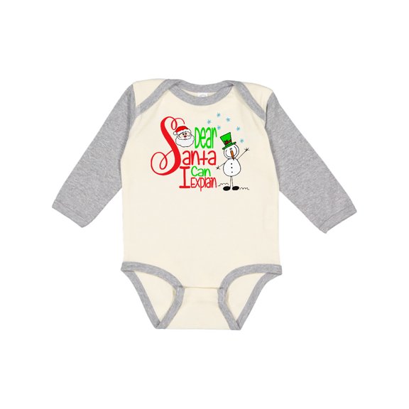 Inktastic Dear Santa I Can Explain Cute Snowman and Snowflakes Boys or Girls Long Sleeve Baby Bodysuit