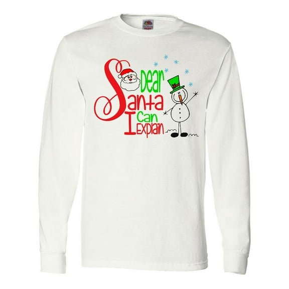 Inktastic Dear Santa I Can Explain Cute Snowman and Snowflakes Long Sleeve T-Shirt