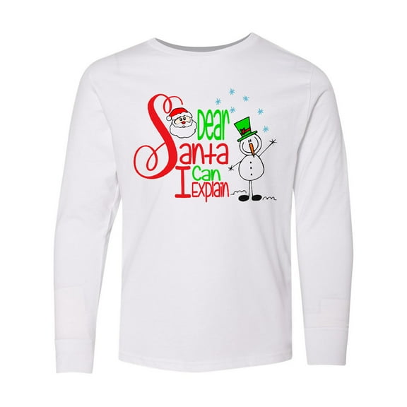 Inktastic Dear Santa I Can Explain Cute Snowman and Snowflakes Long Sleeve Youth T-Shirt
