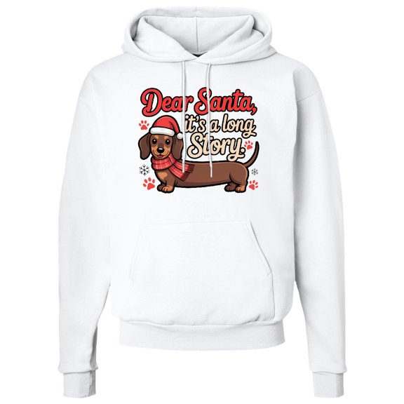 Inktastic Dear Santa It's a Long Story Dachshund Christmas Adult Hoodie Sweatshirt
