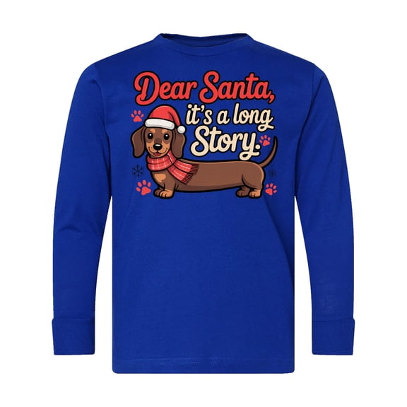 Inktastic Dear Santa It's a Long Story Dachshund Christmas Long Sleeve Youth T-Shirt