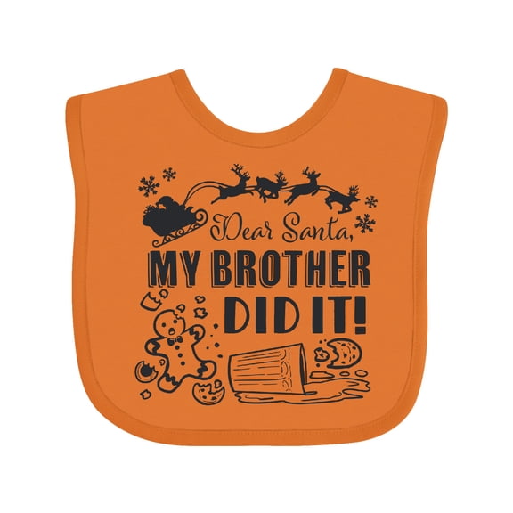 Inktastic Dear Santa, My Brother Did It Funny Christmas Boys or Girls Baby Bib
