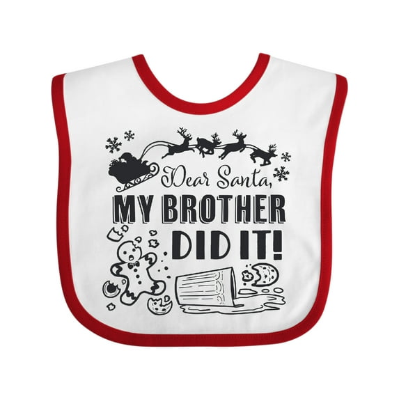 Inktastic Dear Santa, My Brother Did It Funny Christmas Boys or Girls Baby Bib