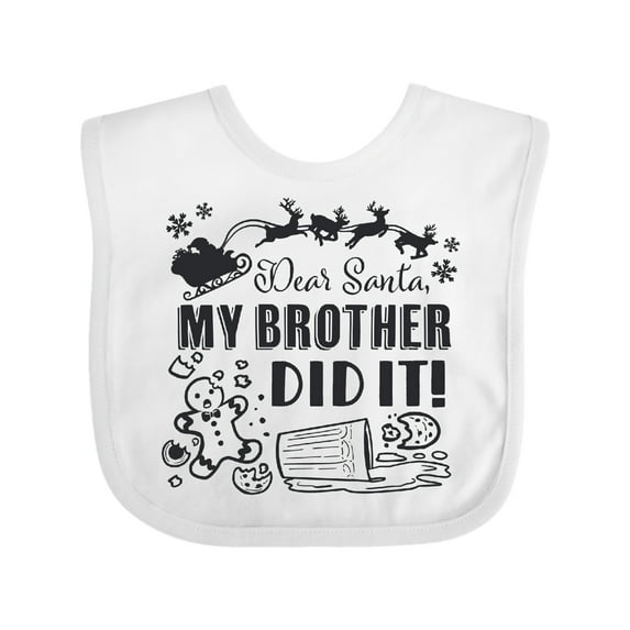 Inktastic Dear Santa, My Brother Did It Funny Christmas Boys or Girls Baby Bib