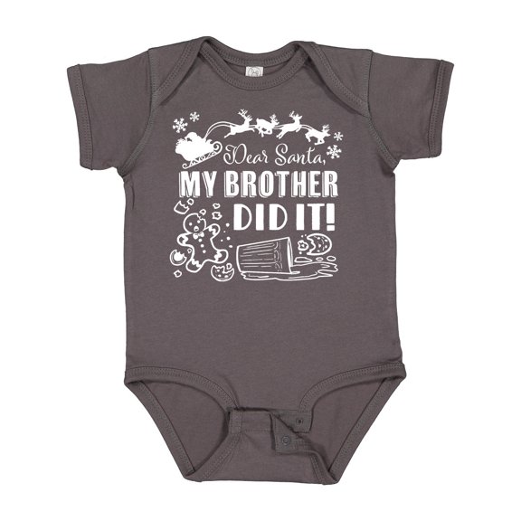 Inktastic Dear Santa, My Brother Did It Funny Christmas Boys or Girls Baby Bodysuit
