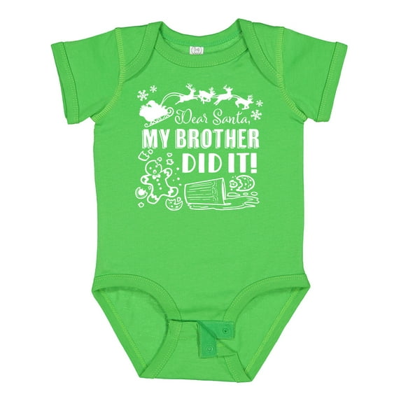 Inktastic Dear Santa, My Brother Did It Funny Christmas Boys or Girls Baby Bodysuit