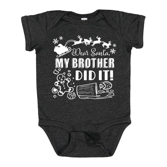 Inktastic Dear Santa, My Brother Did It Funny Christmas Boys or Girls Baby Bodysuit