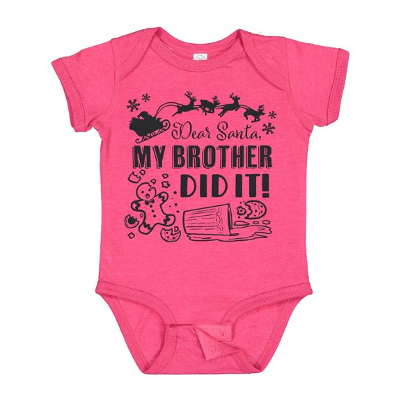 Inktastic Dear Santa, My Brother Did It Funny Christmas Boys or Girls Baby Bodysuit