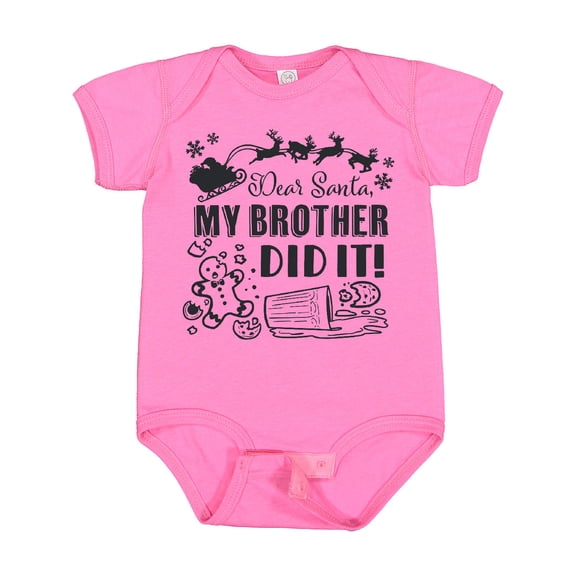 Inktastic Dear Santa, My Brother Did It Funny Christmas Boys or Girls Baby Bodysuit