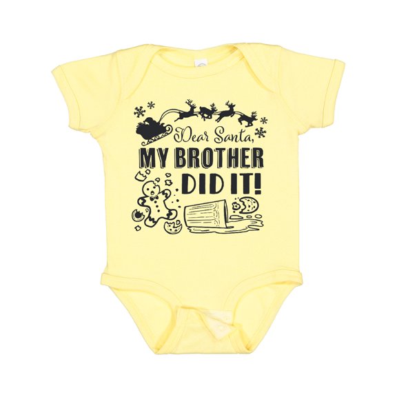 Inktastic Dear Santa, My Brother Did It Funny Christmas Boys or Girls Baby Bodysuit