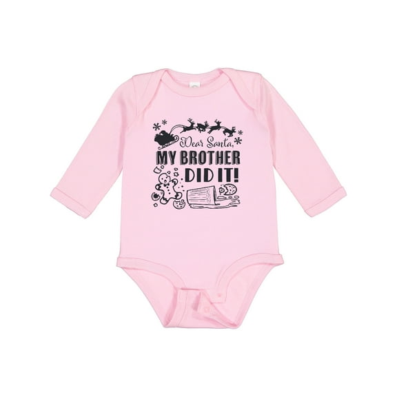Inktastic Dear Santa, My Brother Did It Funny Christmas Boys or Girls Long Sleeve Baby Bodysuit