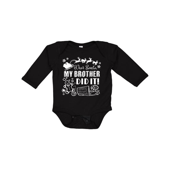 Inktastic Dear Santa, My Brother Did It Funny Christmas Boys or Girls Long Sleeve Baby Bodysuit