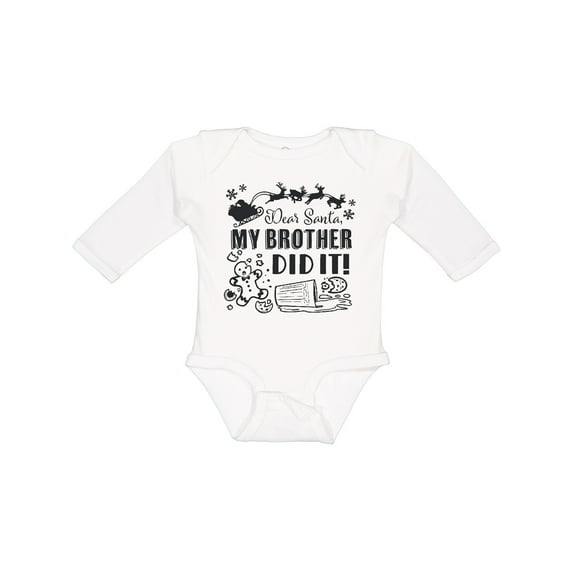 Inktastic Dear Santa, My Brother Did It Funny Christmas Boys or Girls Long Sleeve Baby Bodysuit