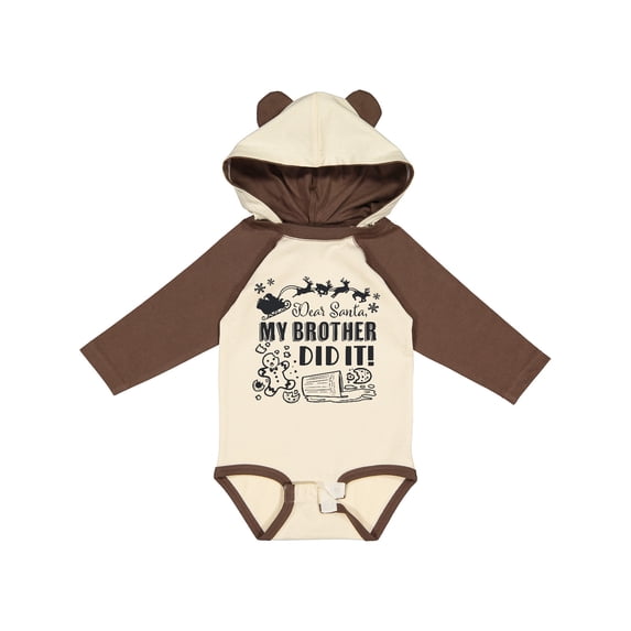 Inktastic Dear Santa, My Brother Did It Funny Christmas Boys or Girls Long Sleeve Baby Bodysuit