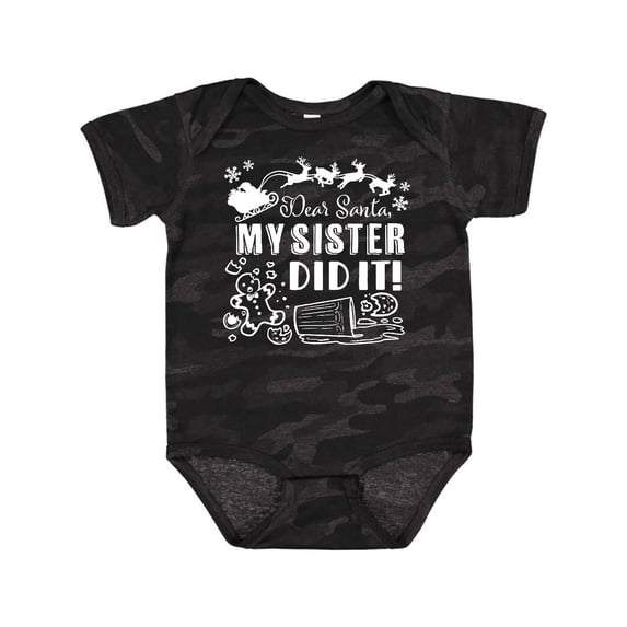 Inktastic Dear Santa, My Sister Did It Funny Christmas Boys or Girls Baby Bodysuit