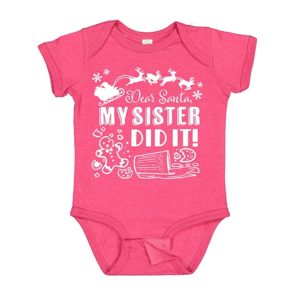 Inktastic Dear Santa, My Sister Did It Funny Christmas Boys or Girls Baby Bodysuit