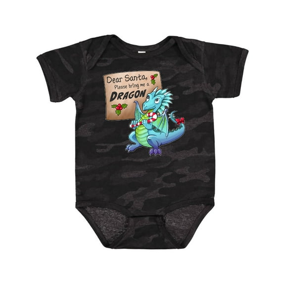Inktastic Dear Santa, Please Bring Me a Dragon- Christmas wish Boys or Girls Baby Bodysuit
