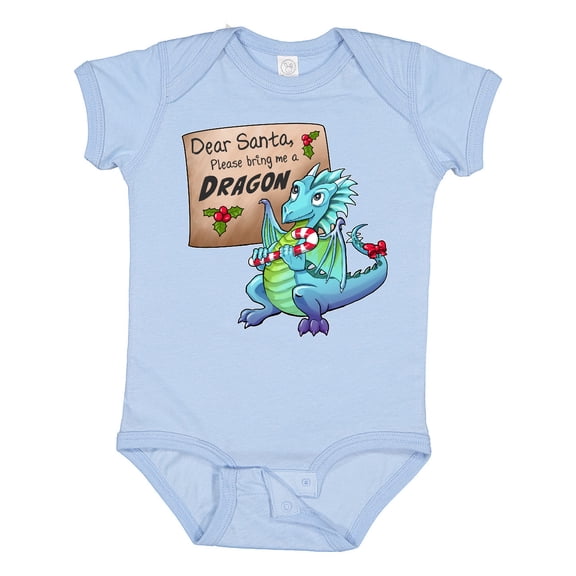 Inktastic Dear Santa, Please Bring Me a Dragon- Christmas wish Boys or Girls Baby Bodysuit