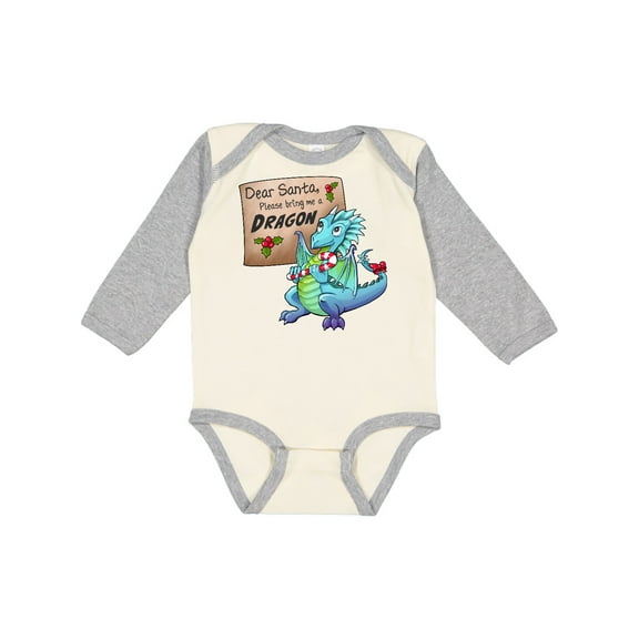 Inktastic Dear Santa, Please Bring Me a Dragon- Christmas wish Boys or Girls Long Sleeve Baby Bodysuit