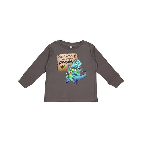 Inktastic Dear Santa, Please Bring Me a Dragon- Christmas wish Boys or Girls Long Sleeve Toddler T-Shirt