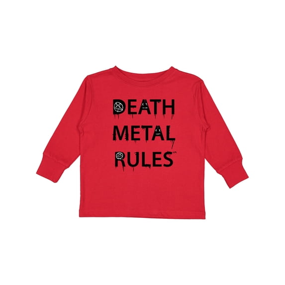 Inktastic Death Metal Rules White T-Shirt Boys or Girls Long Sleeve Toddler T-Shirt