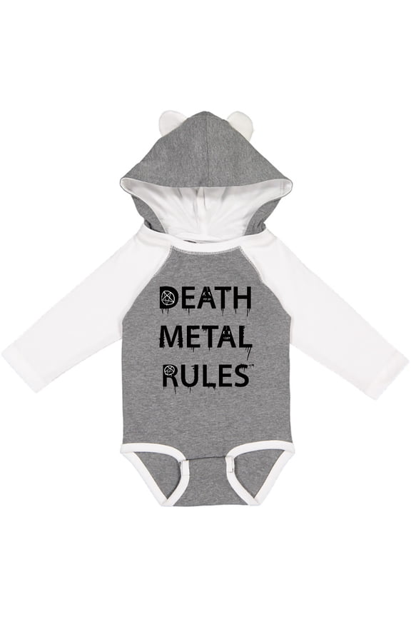 Death Metal Rules White T-shirt Boys or Girls Long Sleeve Baby Bodysuit