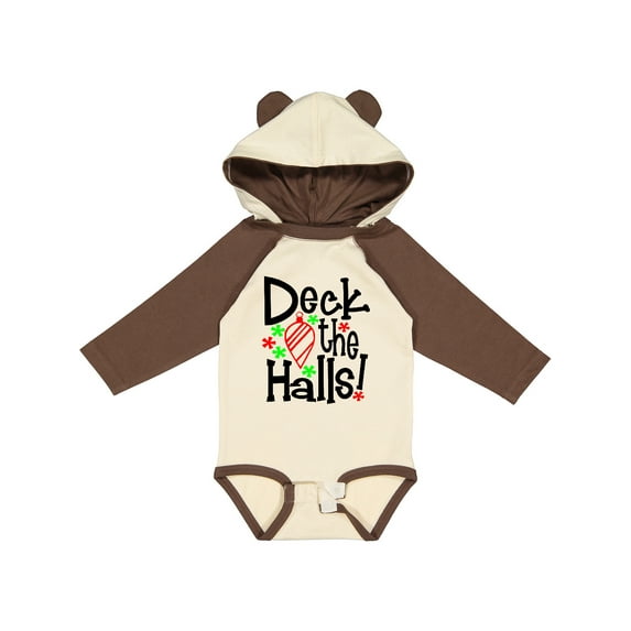 Inktastic Deck the Halls Christmas Ornament Boys or Girls Long Sleeve Baby Bodysuit