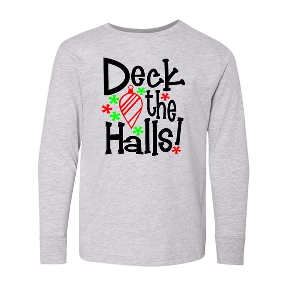 Inktastic Deck the Halls Christmas Ornament Long Sleeve Youth T-Shirt