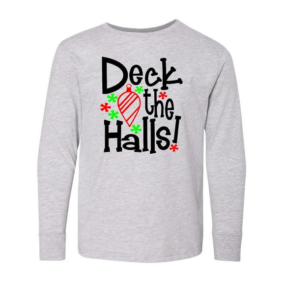 Inktastic Deck the Halls Christmas Ornament Long Sleeve Youth T-Shirt