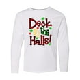 thumbnail image 1 of Inktastic Deck the Halls in Green and Red Plaid with Christmas Bulb Long Sleeve Youth T-Shirt, 1 of 5