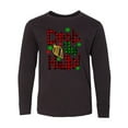 thumbnail image 1 of Inktastic Deck the Halls in Green and Red Plaid with Christmas Bulb Long Sleeve Youth T-Shirt, 1 of 5
