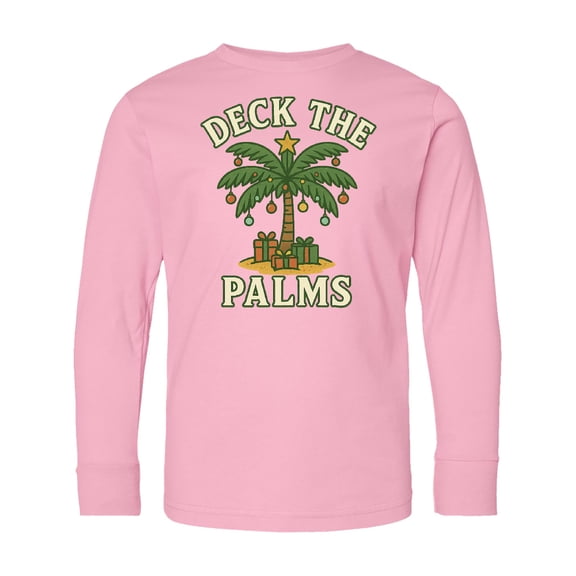 Inktastic Deck the Palms Christmas Palm Tree Long Sleeve Youth T-Shirt