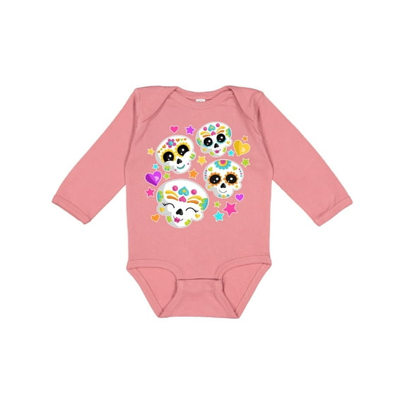 Inktastic Decorative Skull Party for Day of the Dead Boys or Girls Long Sleeve Baby Bodysuit
