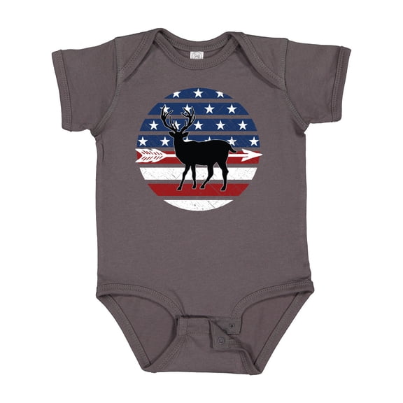 Inktastic Deer Bow Hunting USA Flag Boys or Girls Baby Bodysuit