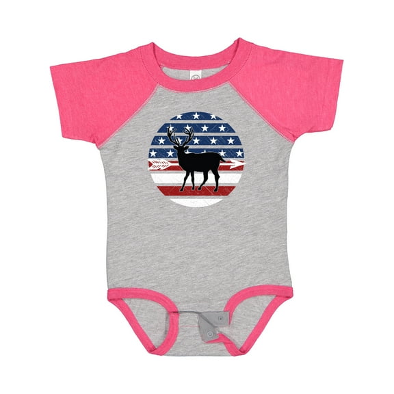 Inktastic Deer Bow Hunting USA Flag Boys or Girls Baby Bodysuit