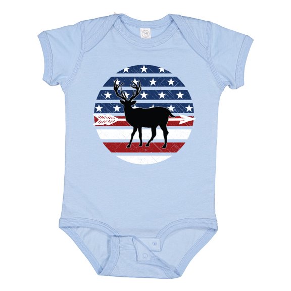 Inktastic Deer Bow Hunting USA Flag Boys or Girls Baby Bodysuit