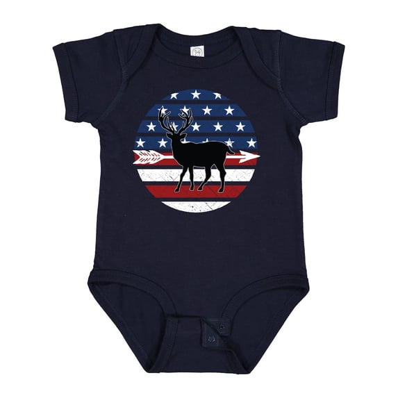 Inktastic Deer Bow Hunting USA Flag Boys or Girls Baby Bodysuit