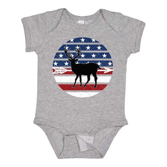 Inktastic Deer Bow Hunting USA Flag Boys or Girls Baby Bodysuit