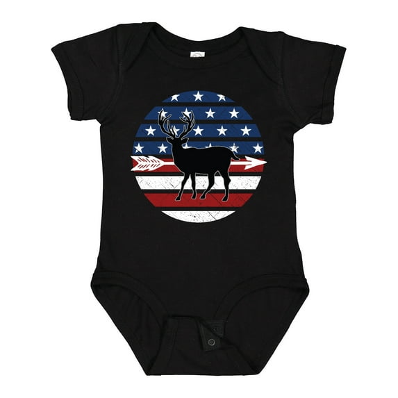 Inktastic Deer Bow Hunting USA Flag Boys or Girls Baby Bodysuit
