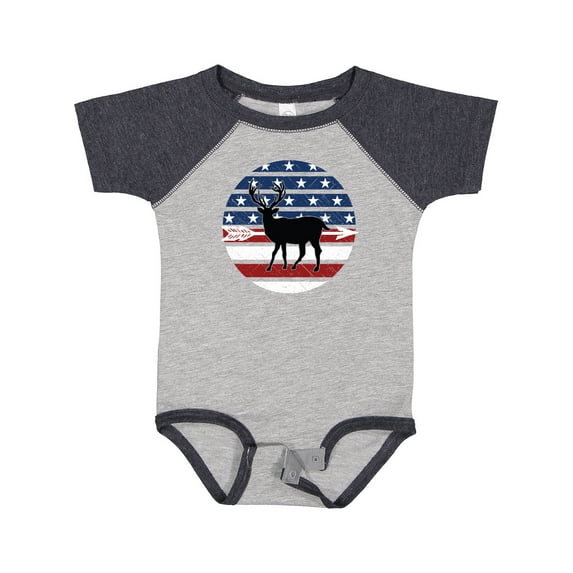 Inktastic Deer Bow Hunting USA Flag Boys or Girls Baby Bodysuit