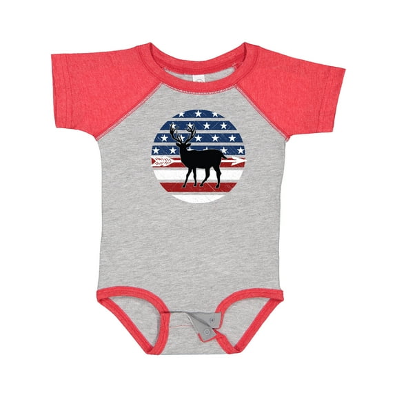 Inktastic Deer Bow Hunting USA Flag Boys or Girls Baby Bodysuit