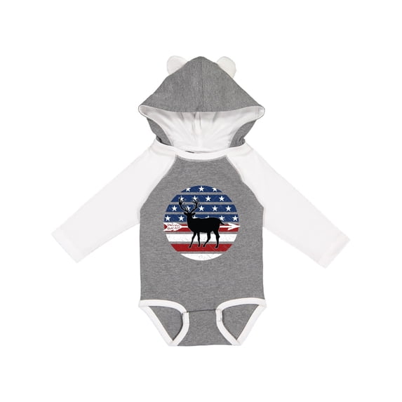 Inktastic Deer Bow Hunting USA Flag Boys or Girls Long Sleeve Baby Bodysuit