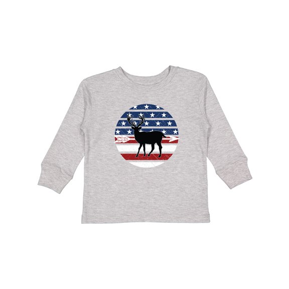 Inktastic Deer Bow Hunting USA Flag Boys or Girls Long Sleeve Toddler T-Shirt