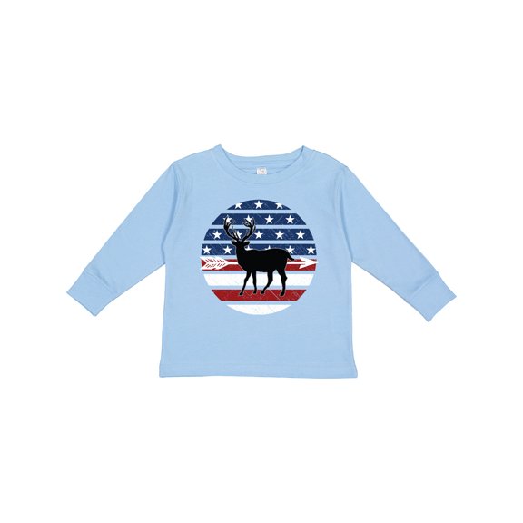 Inktastic Deer Bow Hunting USA Flag Boys or Girls Long Sleeve Toddler T-Shirt