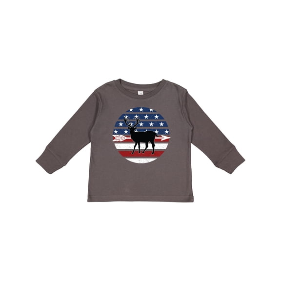 Inktastic Deer Bow Hunting USA Flag Boys or Girls Long Sleeve Toddler T-Shirt